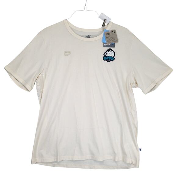 NWT Puma Manchester City Football Club Men's XL T-Shirt, Beige Patch Logo Soccer - Picture 1 of 6
